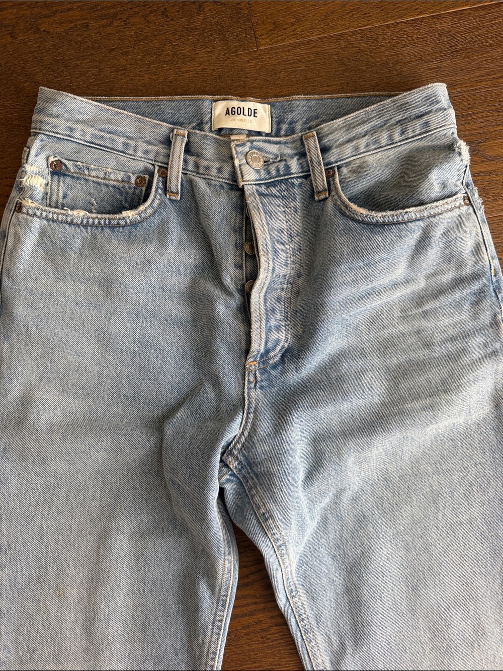 AGOLDE Womens Lana Straight Leg Light Blue Jeans Size 26